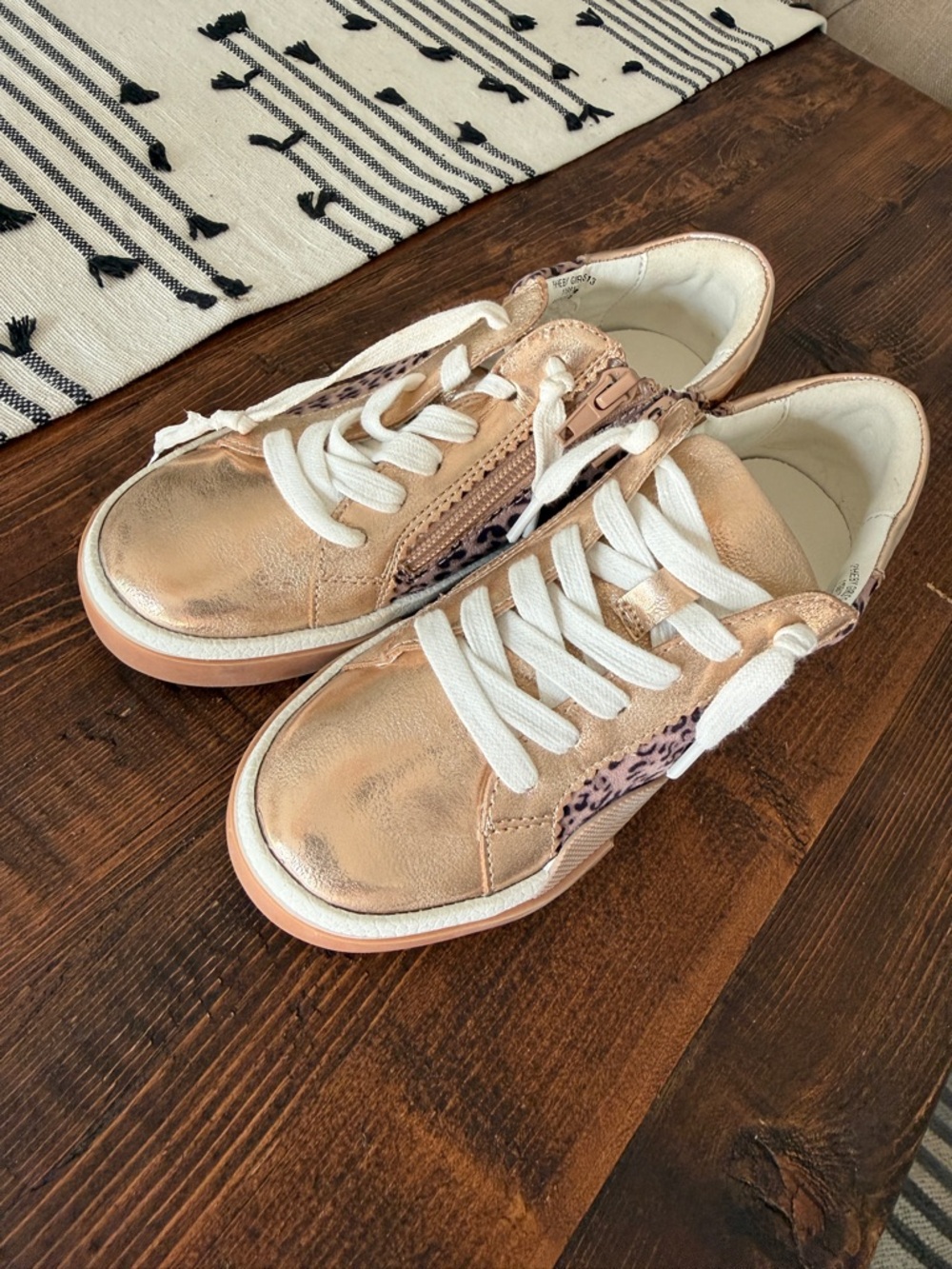 DV by Dolce Vita Rose Gold Metallic Girls Sneakers with White Laces